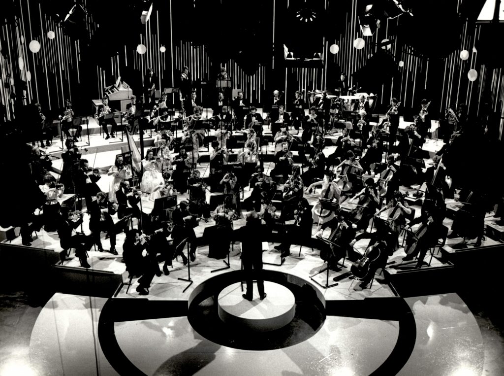 Uri Segal conducting the BSO during a Southern Television Recording