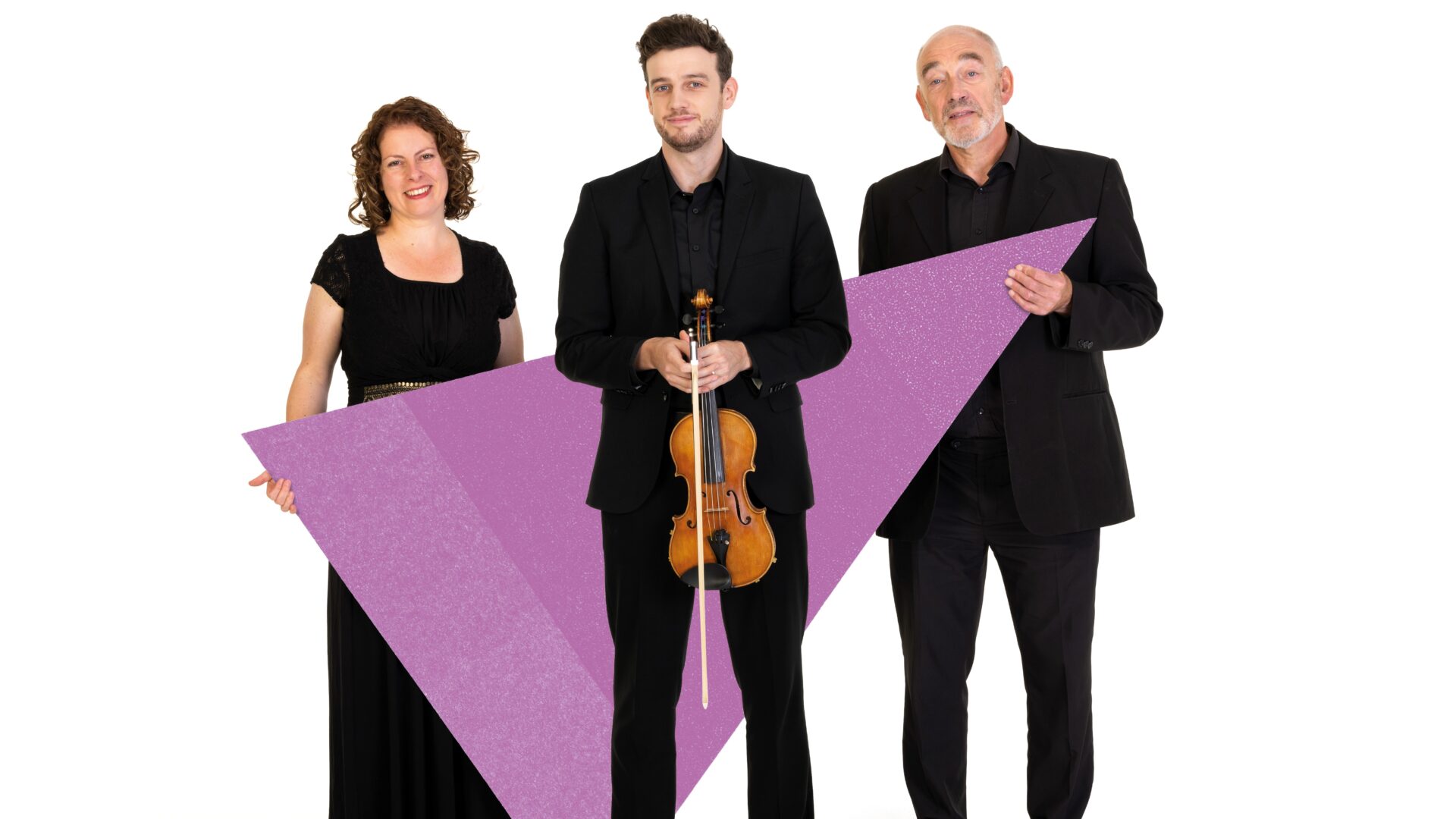 Three BSO musicians, one holding a viola