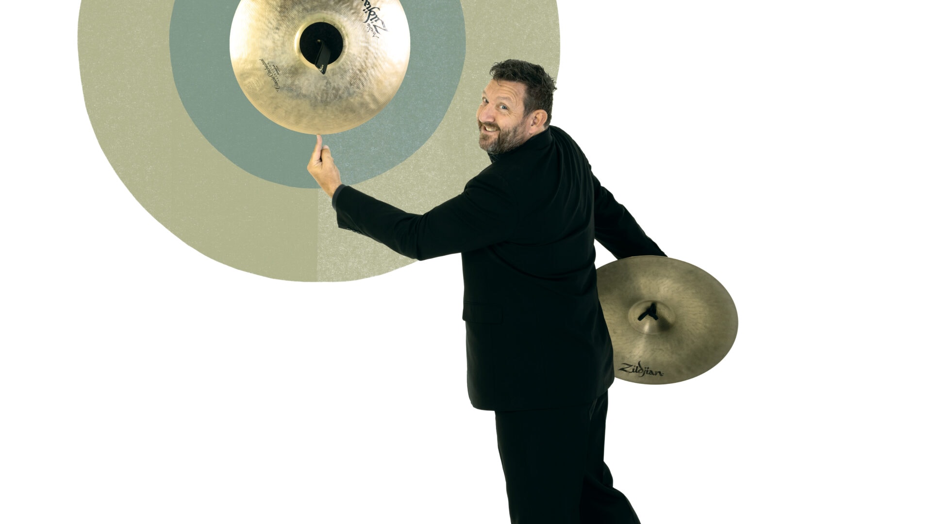 BSO musician posing with cymbals