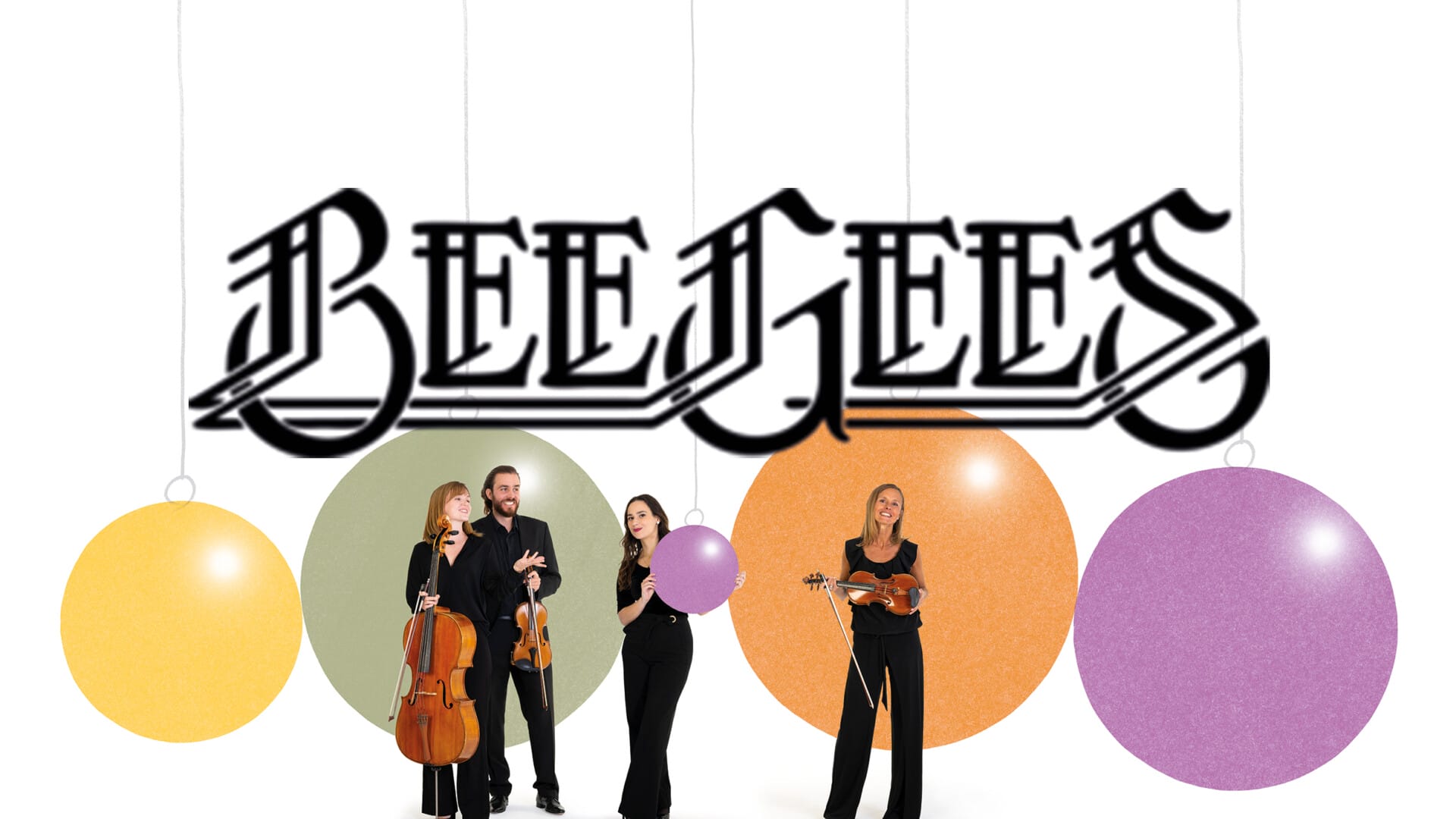 Image of BSO players with Bees Gees logo